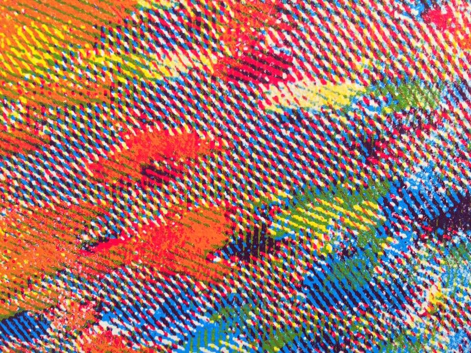 Colour screen-print detail from Mère Mirages