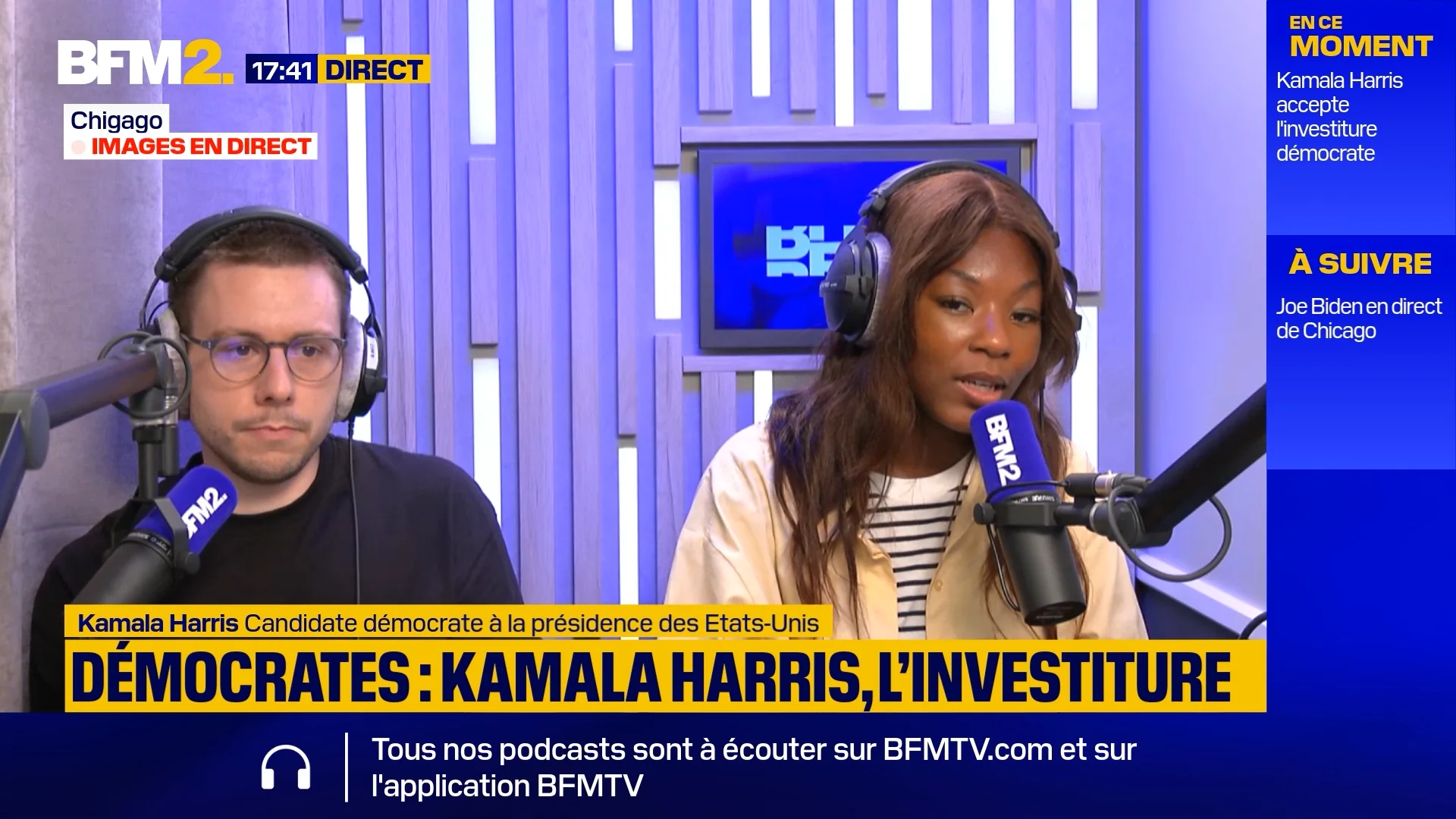 BFM2 live studio feed with current and upcoming information modules