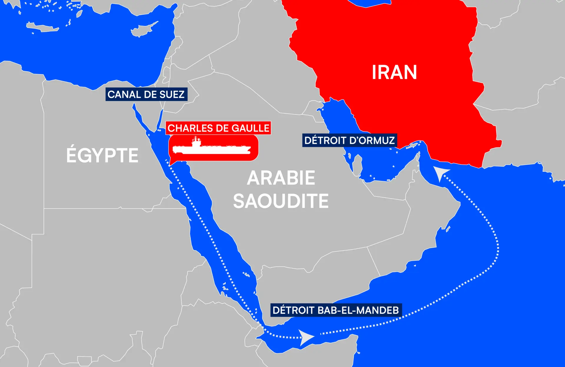 Map infographic showing the Charles de Gaulle route