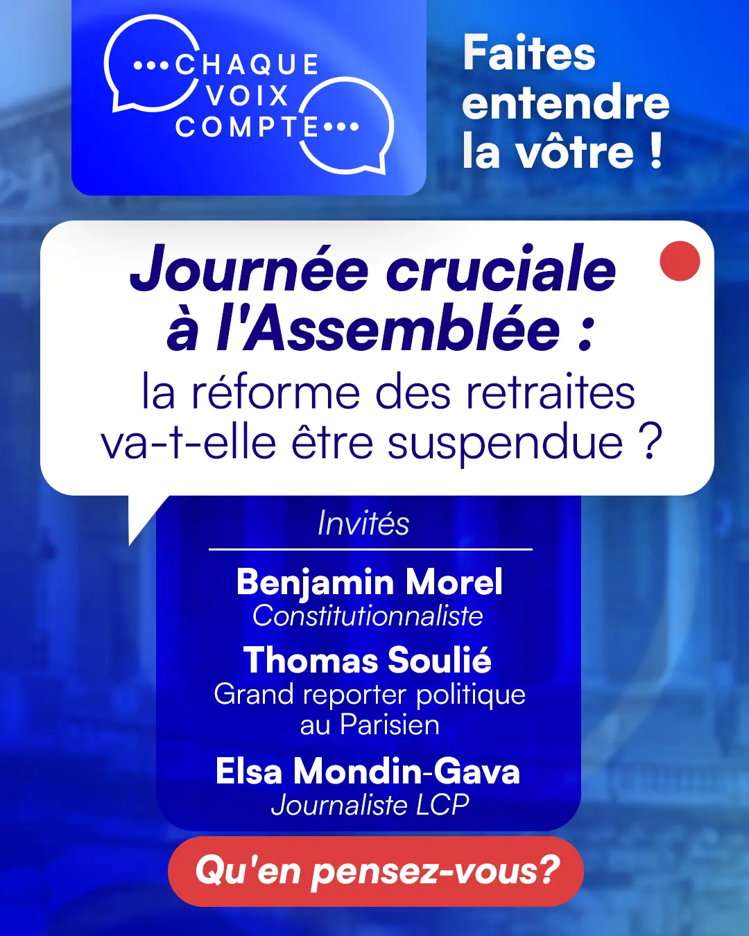 Chaque Voix Compte social teaser in four by five format