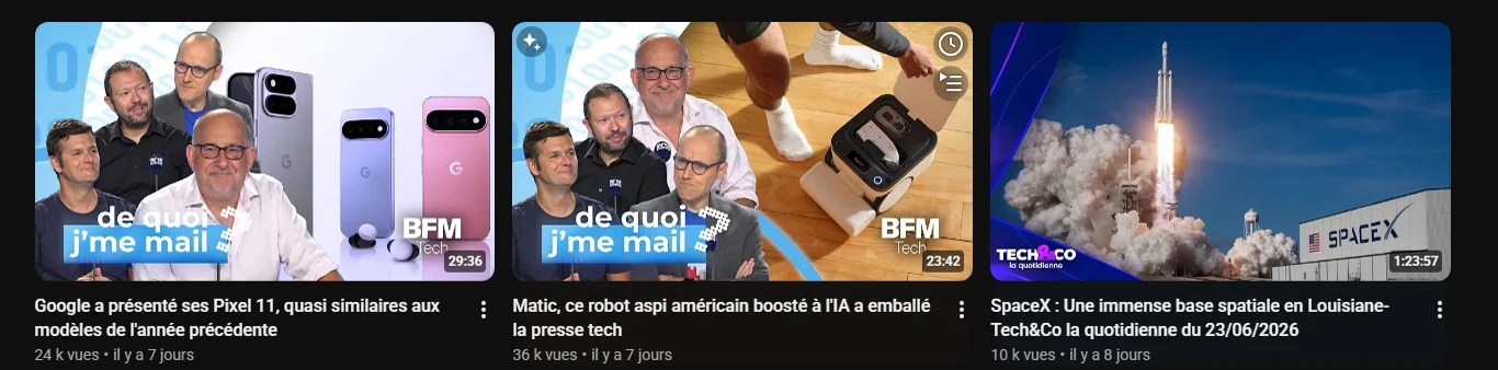 Tech and Co YouTube thumbnails for product news